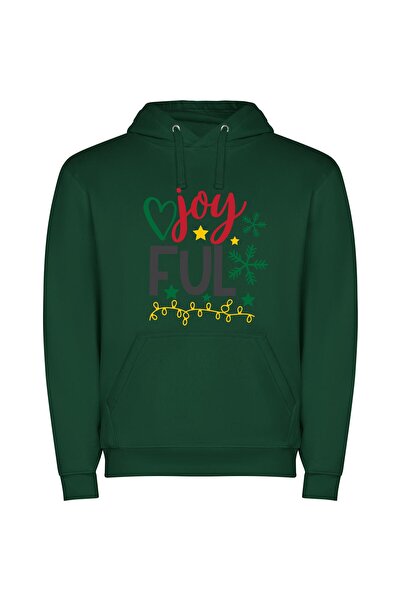 iLovePrints Joyful Starry Greetings Φούτερ με κουκούλα σε χρώμα Πράσινο