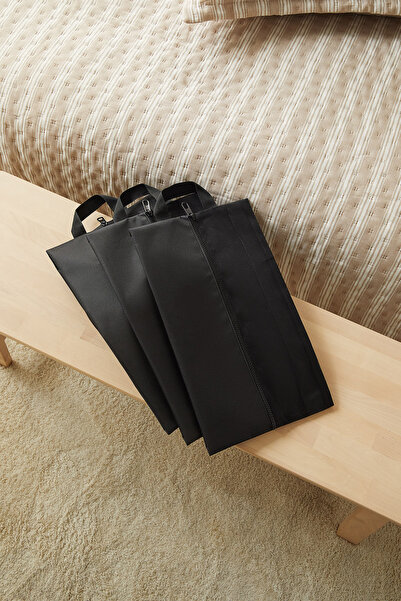 Ocean Home Textile 3'lü Siyah Fileli Oxford Kumaş Ayakkabı Düzenleyici Organi...