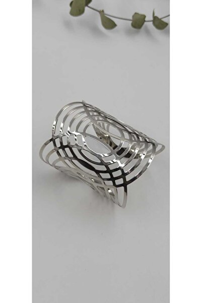 Yaseminli Butik Silver Color Helen Model Handcuff Bracelet