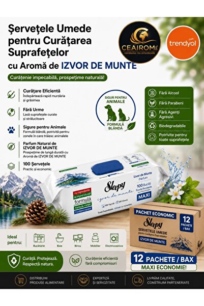 OEM PROMOTIE 12 PACHETE Șervețele Umede pentru Curățarea Suprafețelor – Aromă...