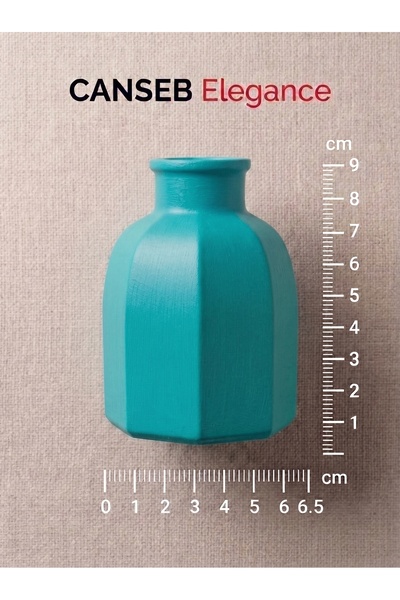CANSEB Elegance 9x6.5 سم - تركواز - مزهرية صغيرة ثمانية الأضلاع - صناعة يدوية...