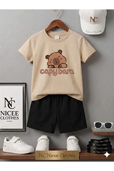 Leto Lykia Summer Children's T-Shirt Shorts Unisex (Sleeping Capybara Printed)