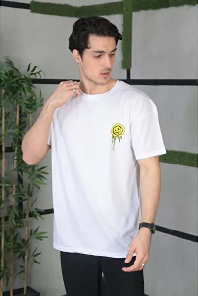 Wear Up Unisex bicycle collar printed oversize t-shirt - white