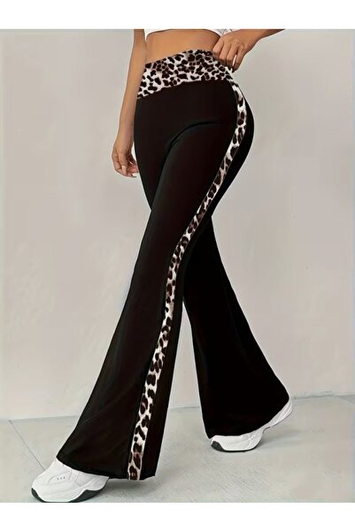 UFC 1985 TOP BRAND Women's High Waist Leopard Pattern Detailed Spanish Flared...