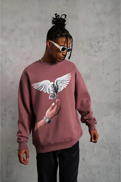 UFC 1985 TOP BRAND Men's pigeon print sweatshirt - dusty rose