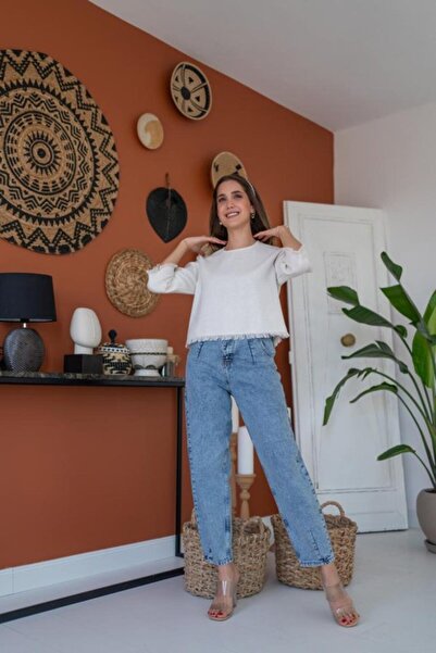 MODA ŞEHRİ    White Tassel Detailed Blouse