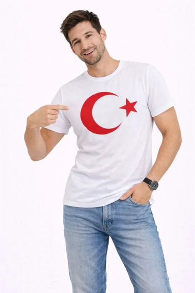 Wear Up Ανδρικό T-Shirt με κοντό μανίκι και στάμπα με σημαία φεγγαριού και ασ...