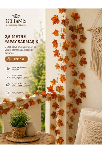 Gülfa Giftbox Sonbahar Temalı Ev Balkon Çit Süsleme Dekorasyon 2 Metre 30 Cm ...
