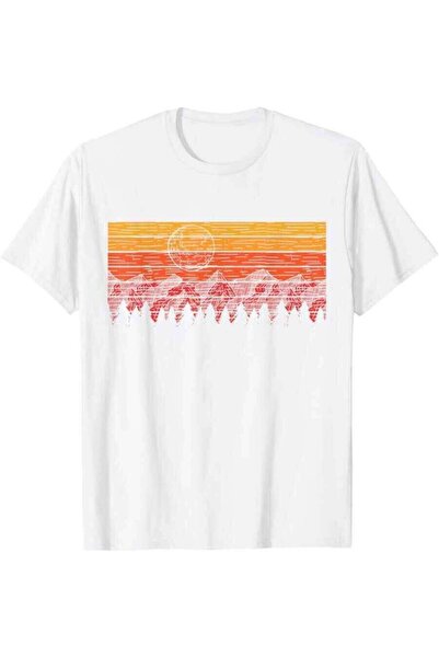 2BIR Men's Vintage Sun Pine Tree Graphic T-Shirt Minimalist Outdoor Adventure...