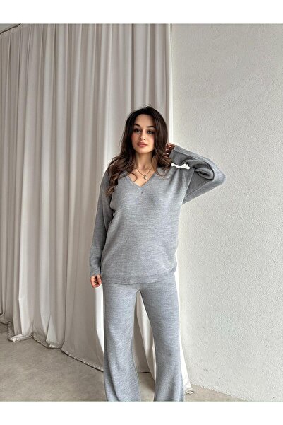 Mooi Butik Glazer Knitwear Set 2021 - Gray