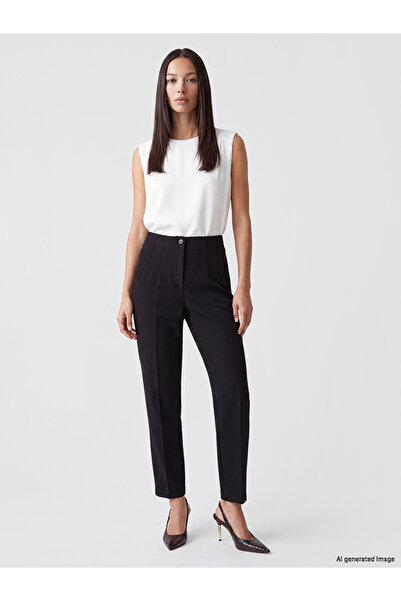 LC Waikiki Black Pleated Women's Fabric Pants