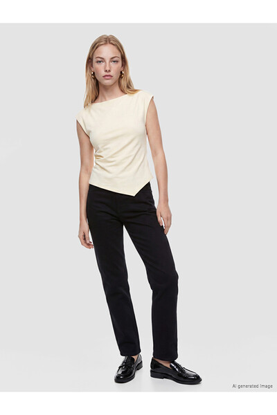 LC Waikiki Black Regular Fit Women's Gabardine Trousers