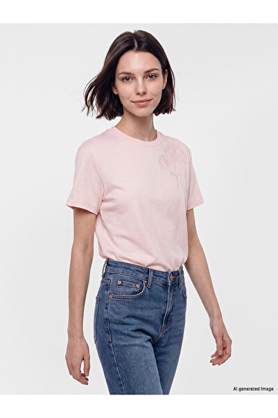 LC Waikiki Lcw Modest Pink Soft Touch Embroidered Blouse