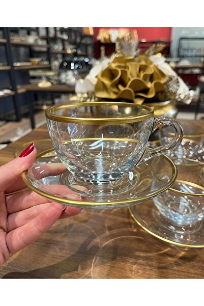 P&ORA PREMIUM KITCHEN PRODUCTS BASİC GOLD DETAY 6 KİŞİLİK ÇAY FİNCANI, KAHVE ...