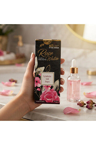 All life bitkisel ürünler İçilebilir Gül Suyu 300 ml %100 Saf Doğal Gül Suyu ...