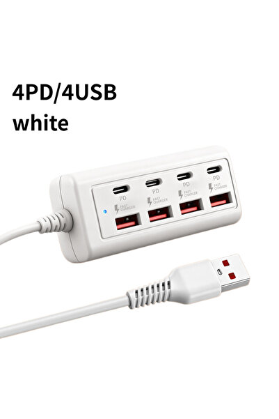 Choice موزع USB متعدد المنافذ من KUBIE طراز Strip-4P4U-WH-YG-03، موزع USB 2.0...