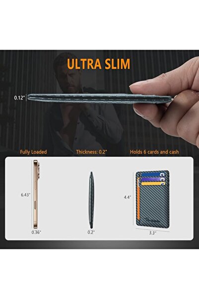 Travelambo Front Pocket Minimalist Leather Slim Wallet RFID Blocking Medium Size