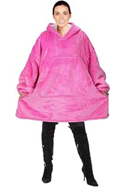 GENERAL Hoodie Robe, Sweatshirt Blanket Soft Warm Hoody Front Pocket Plush Fl...