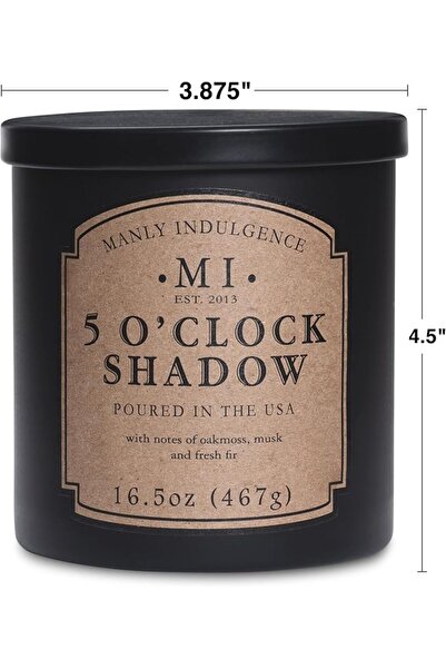 Manly Indulgence شمعة معطرة في وعاء على شكل برميل من خشب البلوط للرجال 16.5 أ...
