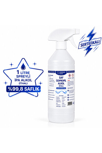 İthal SAF İPA İzopropil Alkol %99,8 Saflık - 1 Litre Sprey Şişe Temizlik kimy...