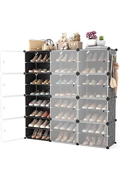 GENERAL Entryway Modern Shoe Storage Rack, 48"(W) x 12"(D) x 48"(H), White, M...