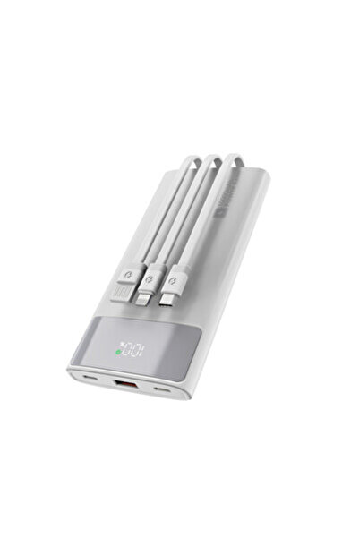 sarıbalon Shaza 10.000 Mah 22.5w Kablolu Taşınabilir Şarj Cihazı Beyaz