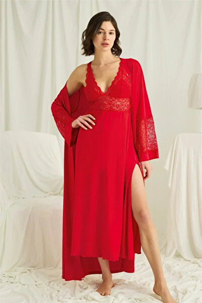 SS HOME CONCEPT Low-Cut Lace Dressing Gown Set