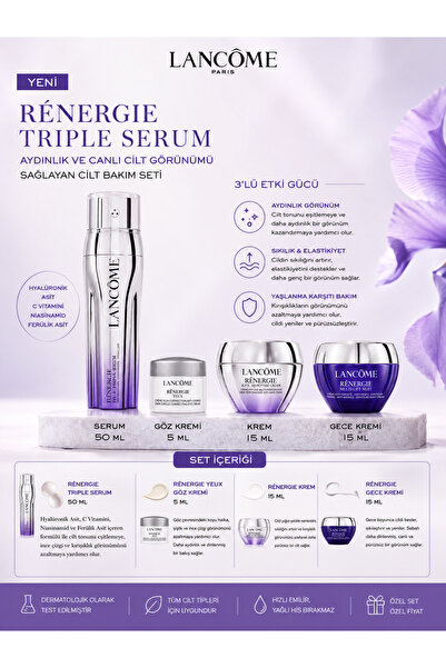 Lancome Rénergie Triple Serum Set – Yaşlanma Karşıtı Sıkılaştırıcı ve Nemlend...