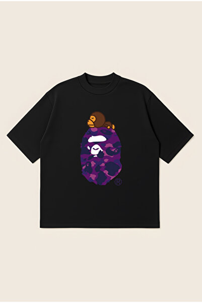 Moon Dancer Bape Milo Pink majica sa štampanim uzorkom, širokog kroja, unisex...