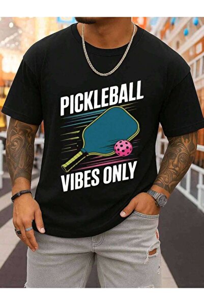 kai22 Men' Pickleball Vibes Only T-Shirt - Breathable Loose Fit Crew Neck Sho...