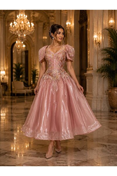 Barly Luxurious Pink Glittering Evening Gown Featuring a Regal Silhouette wit...