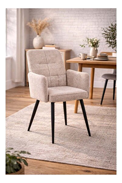 N.zone Modern Chair Upholstered in Luxurious Fabric with Side Arms and Black ...