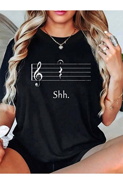 799 100% Cotton Funny Music Shirt Shh Quarter Rest And Fermata T-Shirt