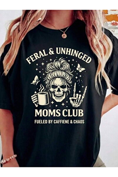 799 تي شيرت Unhinged Mom، Caffeine Chaos، هدية للأم بتصميم هيكل عظمي، قميص بت...