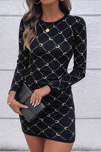 Şeker Portakalım Women's Crew Neck Long Sleeve Knitwear Mini Dress