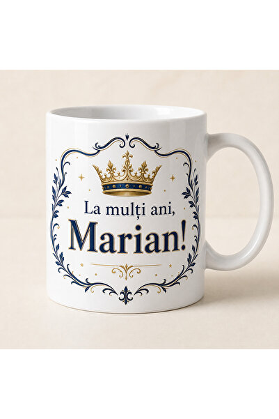 Generic Brand Cană ceramică La mulți ani Marian, model bleumarin cu coroană, ...