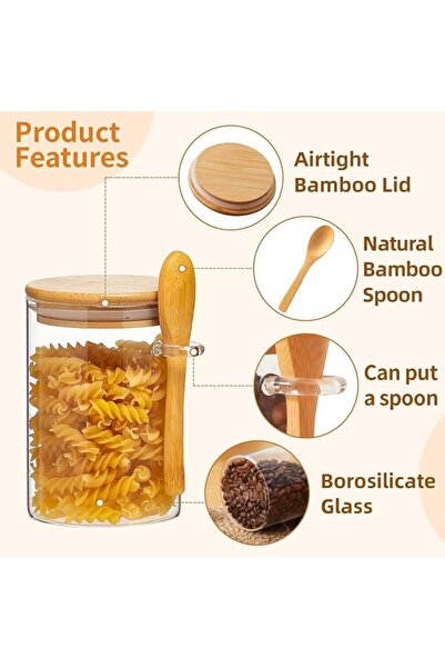 GENERAL Glass Jars with Airtight Lid and Spoon, Overnight Oats Containers wit...