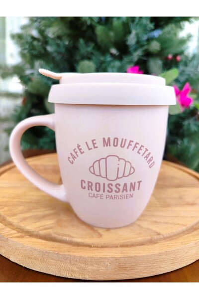Madame Coco Bellanita Mug with Handle and Lid - Beige - 350 ml