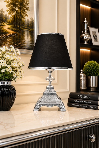 571 Store X55 Series Metal Square Base Fabric Headboard Luxury Table Lampshade