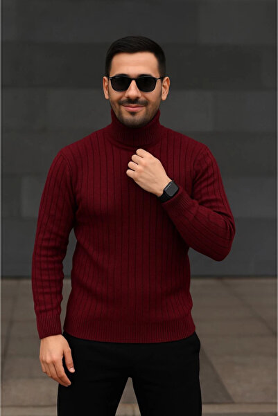 Şeker Portakalım Men's Turtleneck Knitted Sweater Cotton Thick Corded Fabric ...