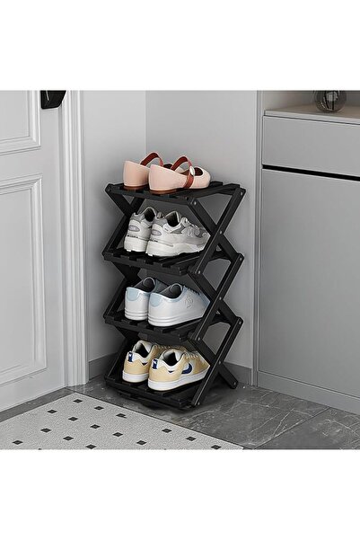Tazweeq Foldable Vertical Shoe Racks, 4-Tier Narrow Space-Saving Design for S...