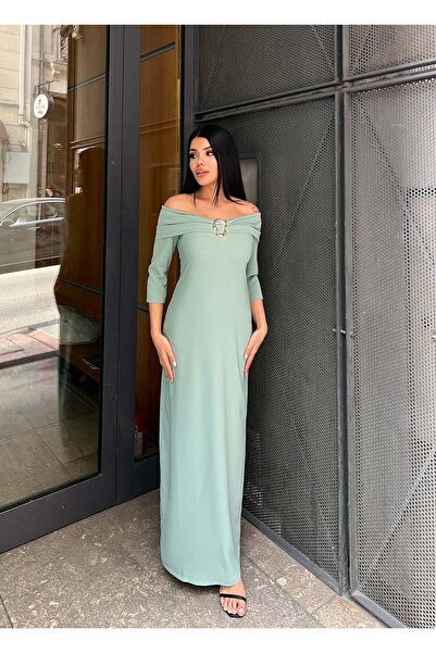 Clothes Fast Women's Red - Red Dress Maxi Length Boat Neck Off Shoulder Acces...