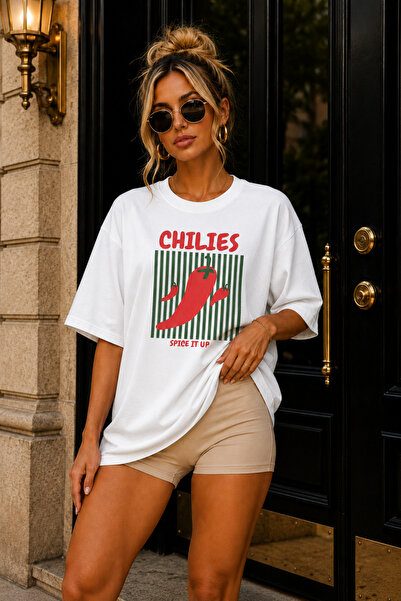 FECCY Premium Chılıes Τυπωμένο Oversize Γυναικείο T-Shirt Ανδρικό T-Shirt Βαμ...