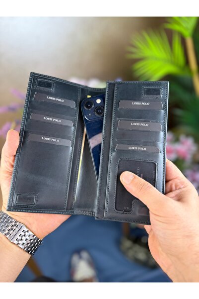 LORİS POLO Milano Genuine Leather Unisex Phone Holder Wallet