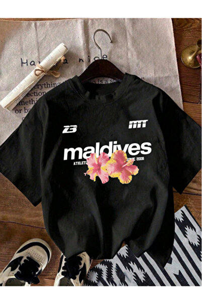 classy moda Tricou unisex supradimensionat Maldives Bloom