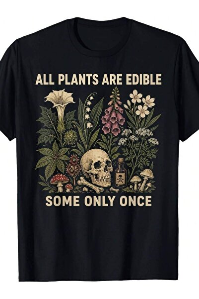NOURAM Funny All Plants Are Edible Graphic T-Shirt For Men Humor 1pc