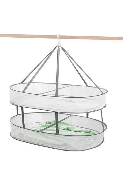 STARSTAR This double - layer foldable clothes rack, a 31.5 - inch mesh rack, ...