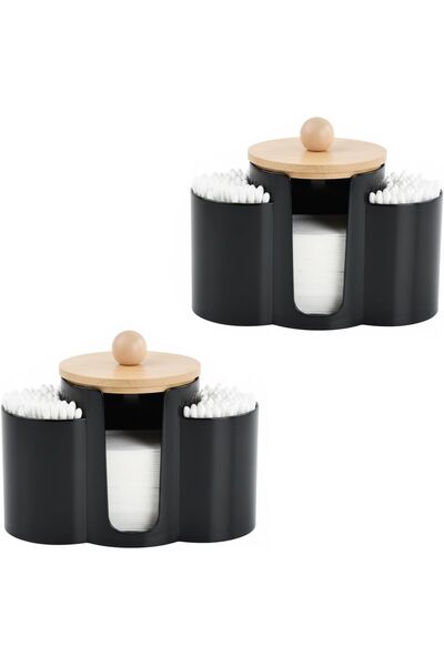 STARSTAR Two cotton swab boxes, a 3-in-1 cotton pad storage box, a bathroom s...