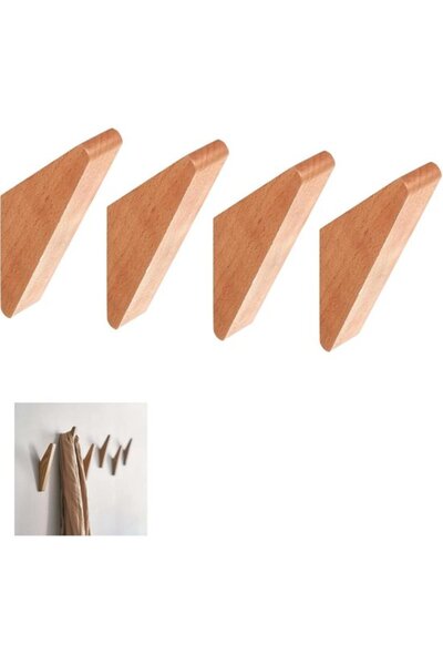 STARSTAR 4-pack Wooden wall hooks, vintage coat hat towel hangers with screws...