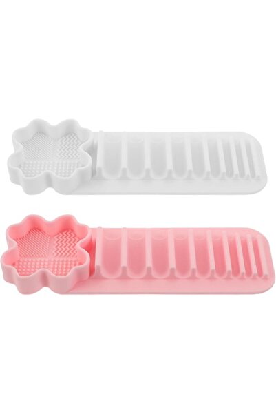 STARSTAR 2pc Silicone Makeup Brush Holder & Wall-Mounted Drying Rack Cleaning...